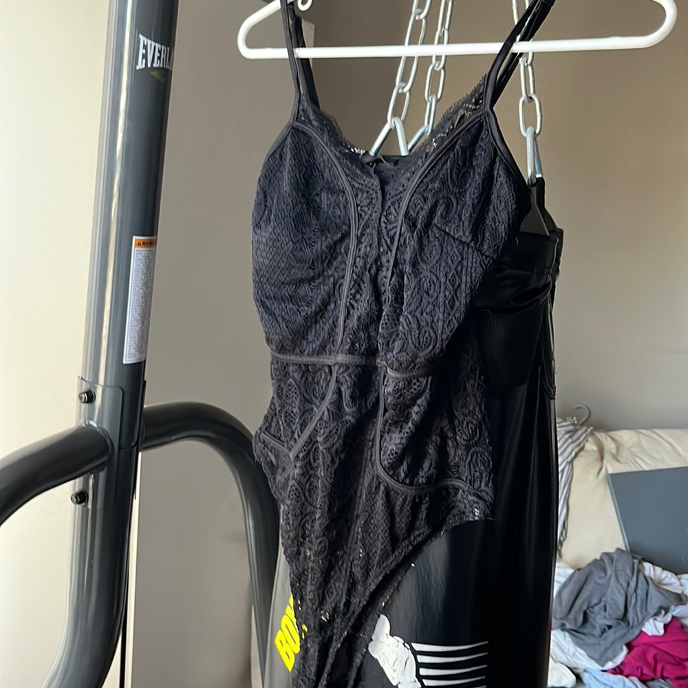 black bodysuit with adjustable straps